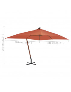 Ombrellone a Sbalzo con Palo in Legno 400x300cm Terracotta