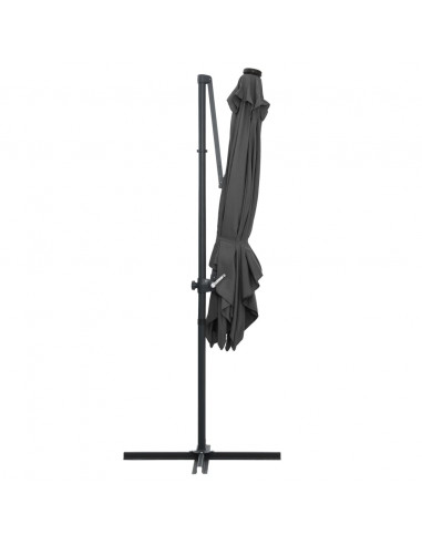 Ombrellone a Sbalzo LED e Palo in Acciaio 250x250 cm Antracite
