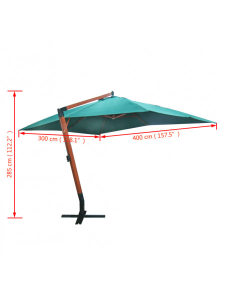 Ombrellone a Sbalzo Melia 300 x 400 cm Verde