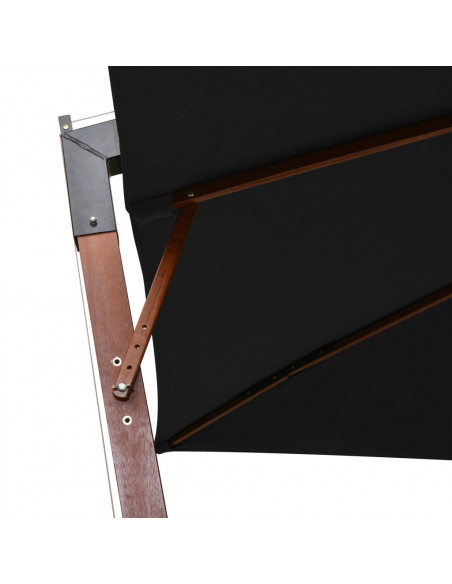 Ombrellone a Sbalzo Nero 3x3 m Palo in Abete Massello
