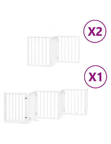 Cancello Cani Porta Pieghevole Bianco 12 Pannelli 600 cm Pioppo