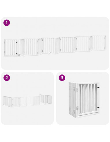 Cancello Cani Porta Pieghevole Bianco 12 Pannelli 600 cm Pioppo