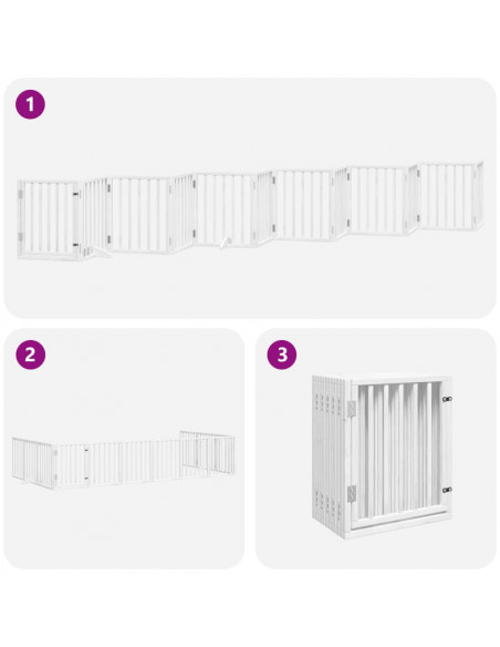 Cancello Cani Porta Pieghevole Bianco 12 Pannelli 600 cm Pioppo