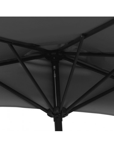 Ombrellone Balcone Palo in Alluminio Nero 270x144x222cm a Metà
