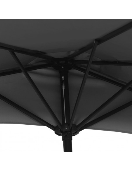 Ombrellone Balcone Palo in Alluminio Nero 270x144x222cm a Metà