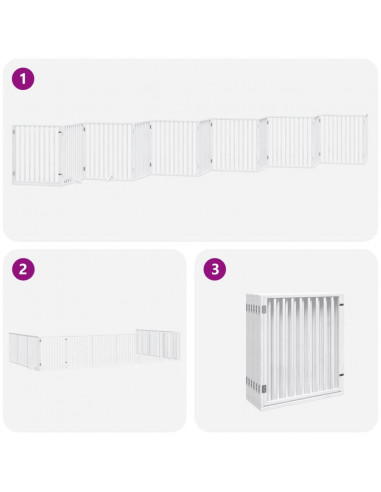 Cancello Cani Porta Pieghevole Bianco 12 Pannelli 960 cm Pioppo