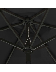 Ombrellone con LED Nero 200x211 cm in Alluminio