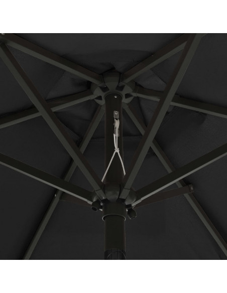 Ombrellone con LED Nero 200x211 cm in Alluminio