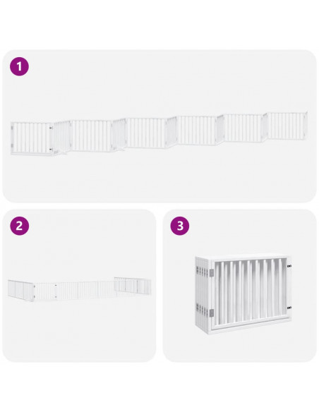 Cancello Cani Porta Pieghevole Bianco 12 Pannelli 960 cm Pioppo