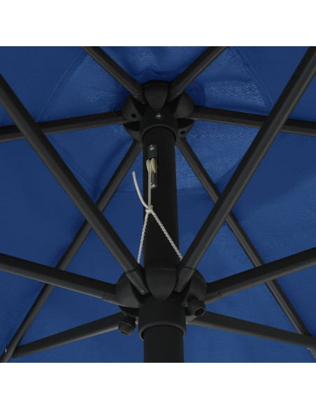 Ombrellone con Luci a LED e Palo Alluminio 270 cm Azzurro