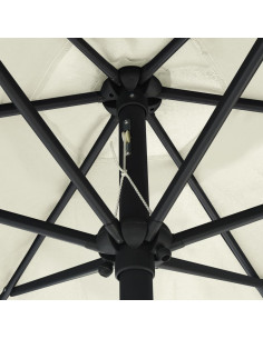Ombrellone con Luci a LED e Palo Alluminio 270 cm Bianco Sabbia