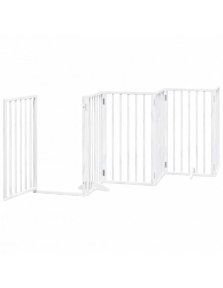 Cancello Cani Porta Pieghevole Bianco 15 Pannelli 750 cm Pioppo