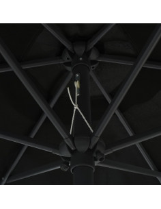 Ombrellone con Luci a LED e Palo Alluminio 270 cm Nero
