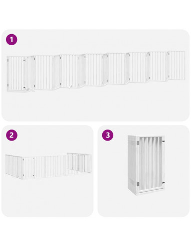 Cancello Cani Porta Pieghevole Bianco 15 Pannelli 750 cm Pioppo