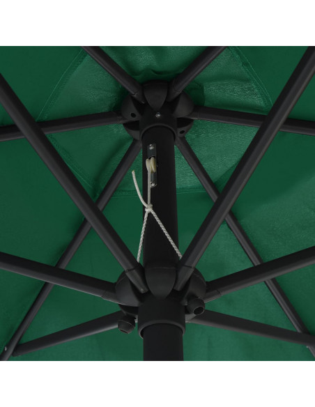 Ombrellone con Luci a LED e Palo Alluminio 270 cm Verde