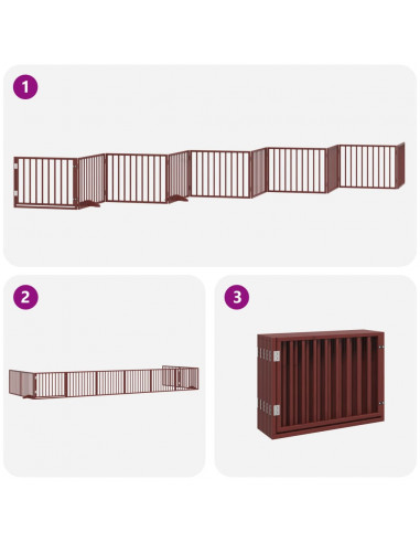 Cancello Cani Porta Pieghevole Marrone 10 Pannelli 800cm Pioppo
