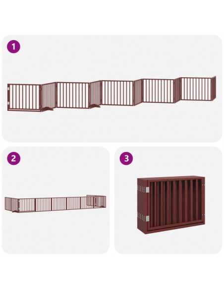 Cancello Cani Porta Pieghevole Marrone 10 Pannelli 800cm Pioppo