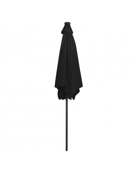 Ombrellone con Luci a LED e Palo Alluminio 300 cm Nero