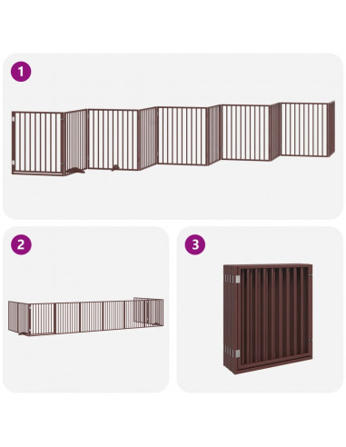 Cancello Cani Porta Pieghevole Marrone 10 Pannelli 800cm Pioppo