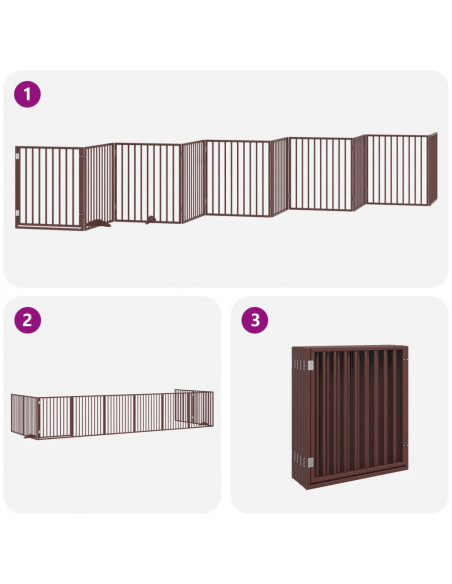 Cancello Cani Porta Pieghevole Marrone 10 Pannelli 800cm Pioppo