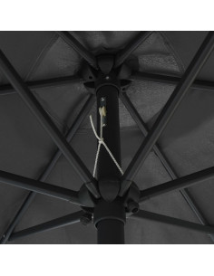 Ombrellone con Luci a LED e Palo in Alluminio 270 cm Antracite
