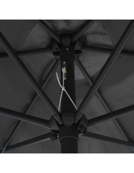 Ombrellone con Luci a LED e Palo in Alluminio 270 cm Antracite