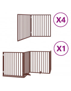 Cancello Cani Porta Pieghevole Marrone 12 Pannelli 960cm Pioppo 2