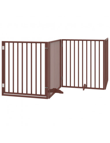 Cancello Cani Porta Pieghevole Marrone 12 Pannelli 960cm Pioppo