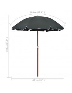 Ombrellone con Palo in Acciaio 180 cm Antracite