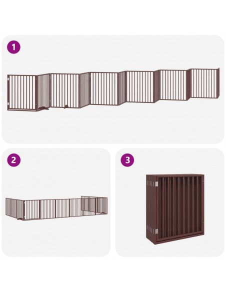 Cancello Cani Porta Pieghevole Marrone 12 Pannelli 960cm Pioppo