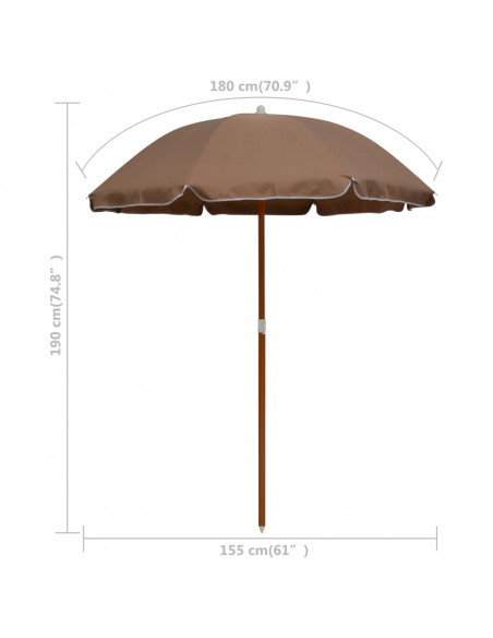 Ombrellone con Palo in Acciaio 180 cm Grigio Talpa