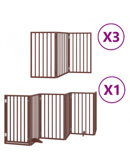 Cancello Cani Porta Pieghevole Marrone 15 Pannelli 750cm Pioppo