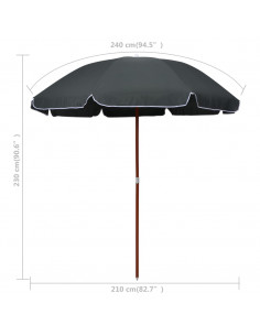 Ombrellone con Palo in Acciaio 240 cm Antracite