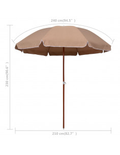 Ombrellone con Palo in Acciaio 240 cm Grigio Talpa