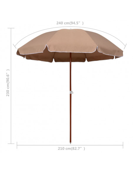 Ombrellone con Palo in Acciaio 240 cm Grigio Talpa