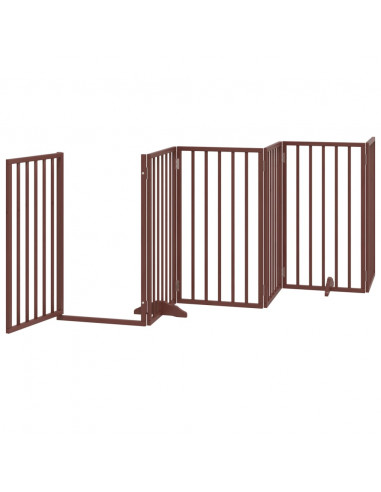 Cancello Cani Porta Pieghevole Marrone 15 Pannelli 750cm Pioppo