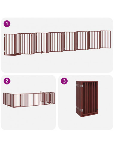 Cancello Cani Porta Pieghevole Marrone 15 Pannelli 750cm Pioppo