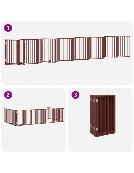 Cancello Cani Porta Pieghevole Marrone 15 Pannelli 750cm Pioppo