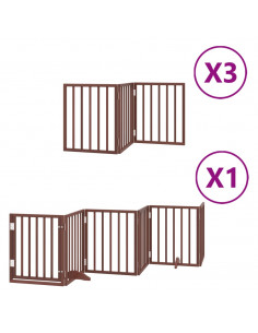 Cancello Cani Porta Pieghevole Marrone 15 Pannelli 750cm Pioppo 2