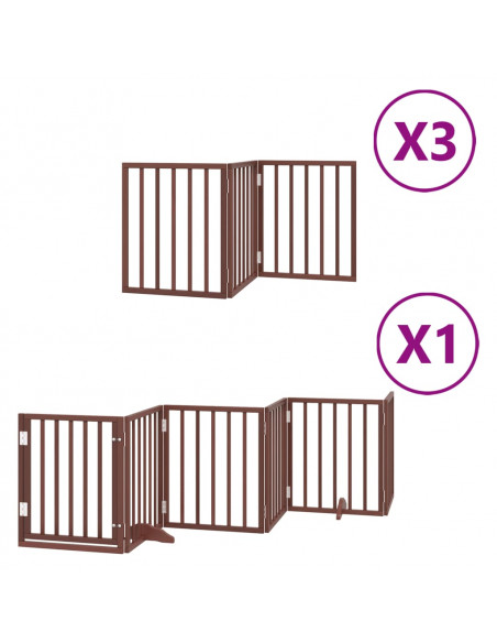 Cancello Cani Porta Pieghevole Marrone 15 Pannelli 750cm Pioppo