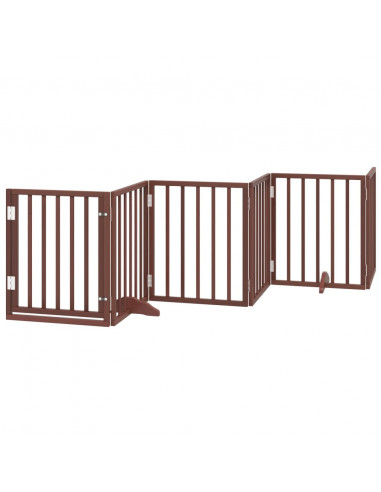 Cancello Cani Porta Pieghevole Marrone 15 Pannelli 750cm Pioppo