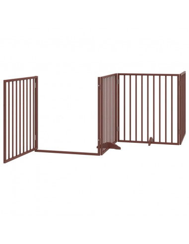 Cancello Cani Porta Pieghevole Marrone 6 Pannelli 480cm Pioppo