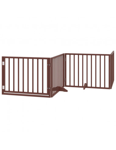 Cancello Cani Porta Pieghevole Marrone 8 Pannelli 640cm Pioppo