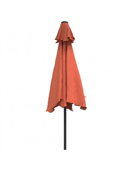 Ombrellone da Giardino con LED e Palo Acciaio 300 cm Terracotta