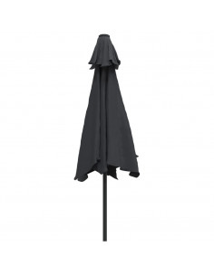 Ombrellone da Esterni con LED e Palo in Acciaio 300 cm Nero