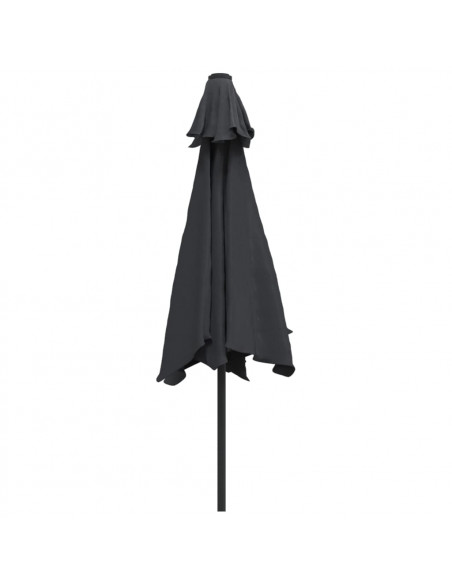 Ombrellone da Esterni con LED e Palo in Acciaio 300 cm Nero