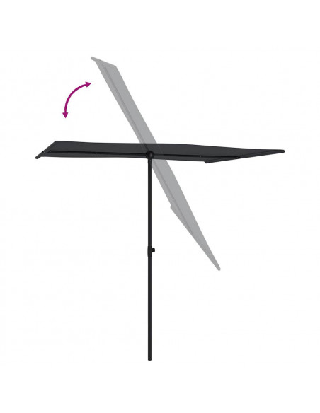 Ombrellone da Esterni con Palo in Alluminio 2x1,5 m Nero