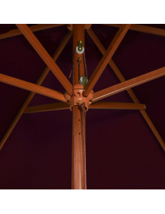 Ombrellone da Esterni con Palo in Legno 200x300 cm Rosso Bordò