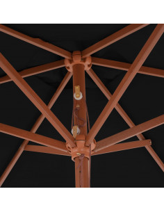 Ombrellone da Esterni con Palo in Legno 270 cm Nero
