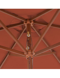 Ombrellone da Esterni con Palo in Legno 270 cm Terracotta